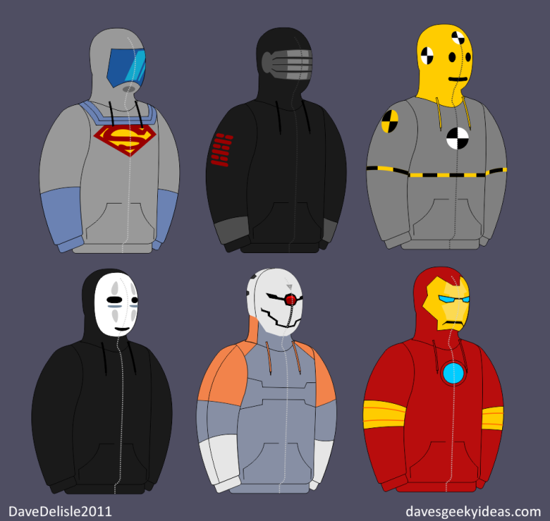 Superman Hoodie Snake Eyes MGS Ninja Spirited Away Iron Man davesgeekyideas.com