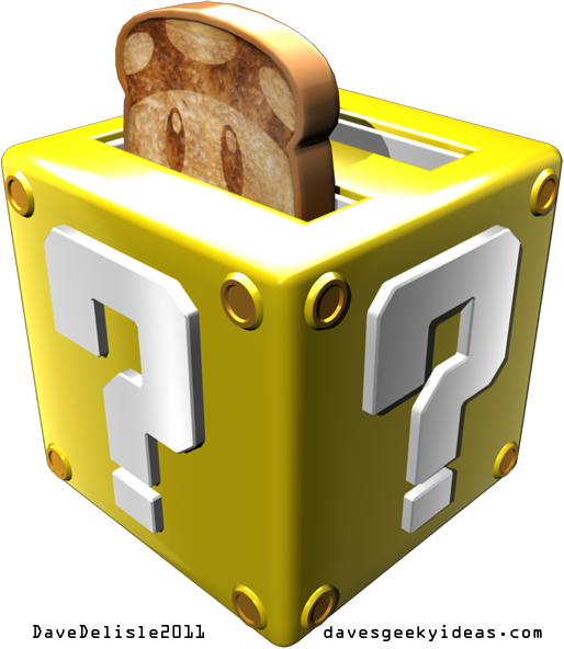 Super Mario Bros. Toaster Block Cube Mushroom Toast Nintendo 2011 davesgeekyideas.com